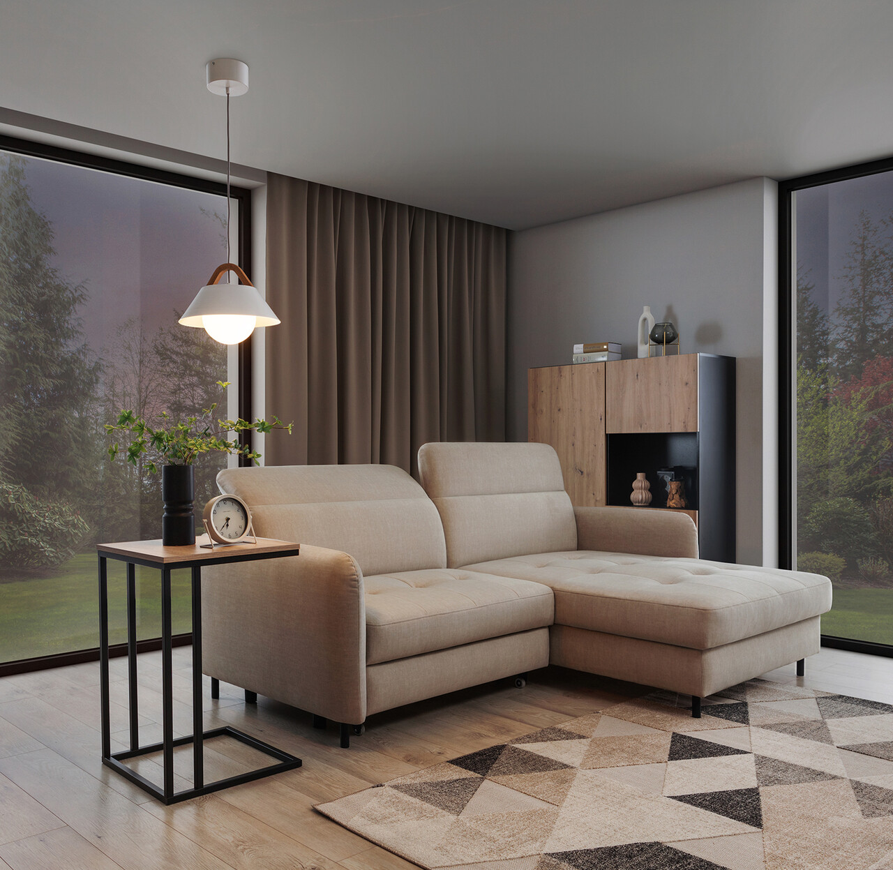 Lustra ELTAP, Almitara, 30x110 cm, 1xE27, 15W, otel/PVC, alb/maro - imagine 6